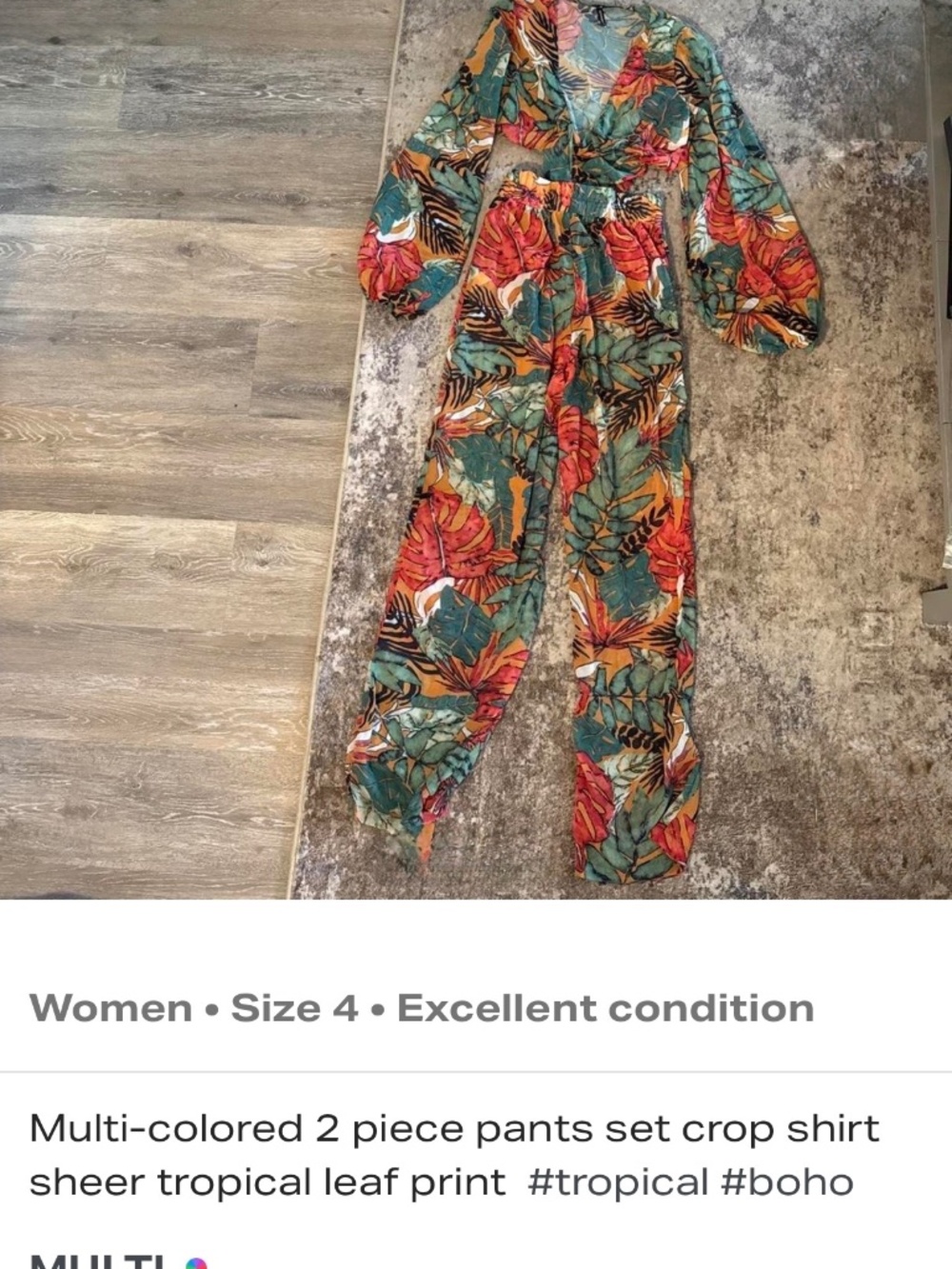 Tropical swim set coverup